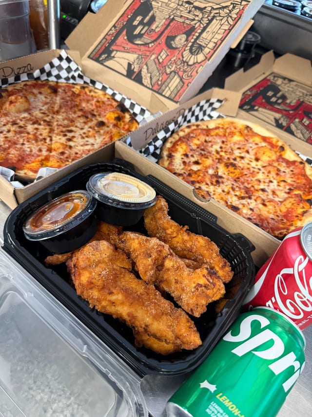 2 CHEESE PIES, SIDE & 2 DRINKS.